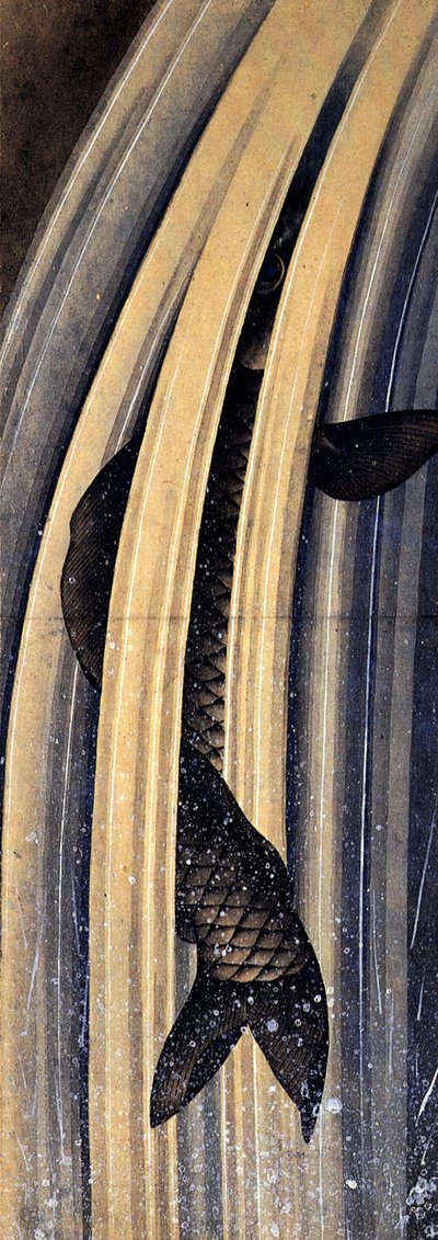 Carp leaping up a cascade by Katsushika Hokusai